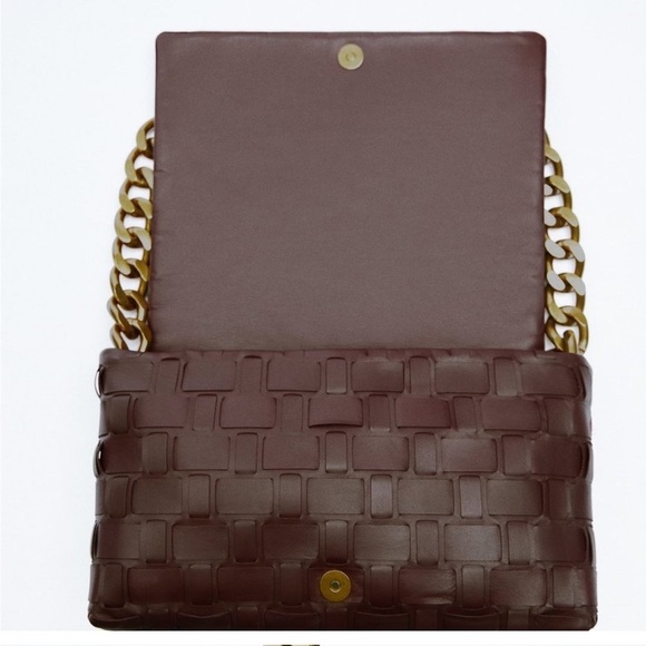 ZARA Woven Leather Shoulder Bag BNWT - Picture 2 of 5